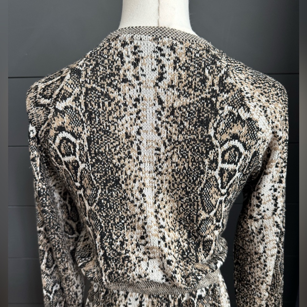 Zara Black Gray Brown Snake Print Long Sleeve Dress Stretchy - Picture 5 of 8